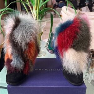 Stuart Weitzman Colorful Fur Winter Boots
